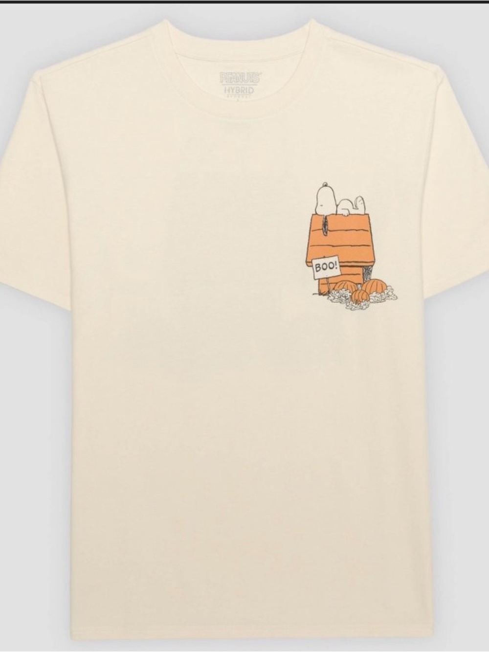 Peanuts Short-Sleeve Tee with Snoopy on Orange Doghouse - Cream